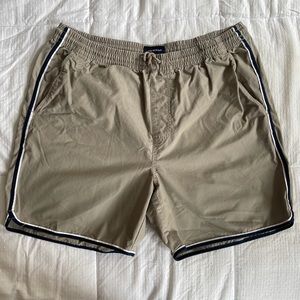 J. Crew Khaki Drawstring Short with Blue Piping